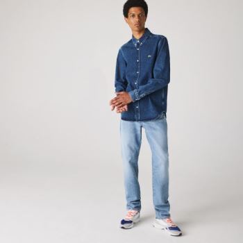 Lacoste Regular Fit Natural Cotton Denim Shirt Pánské - Šortky Blankyt | CZ-DPgEEt